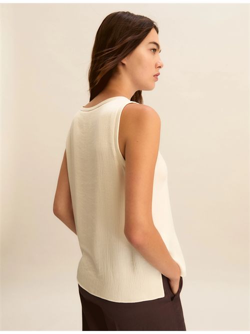 Top smanicato in acetato di viscosa - BIANCO LANA EMME MARELLA | EMMNEMBI295/001